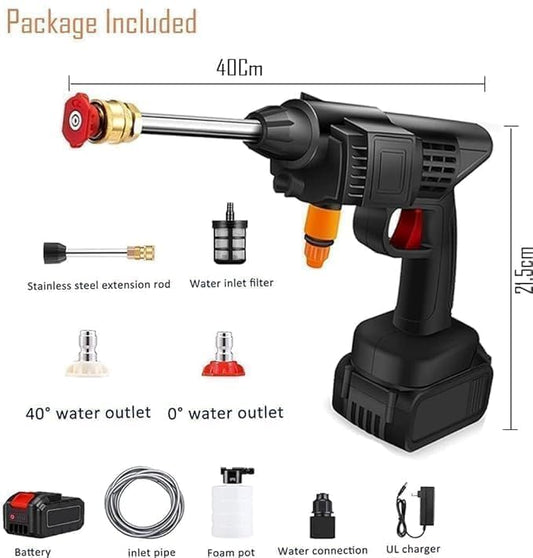 Podscentra Cordless High Pressure Washer Gun | Dual Battery Portable Car Washer with Foam Bottle & 6-in-1 Adjustable Spray Nozzle