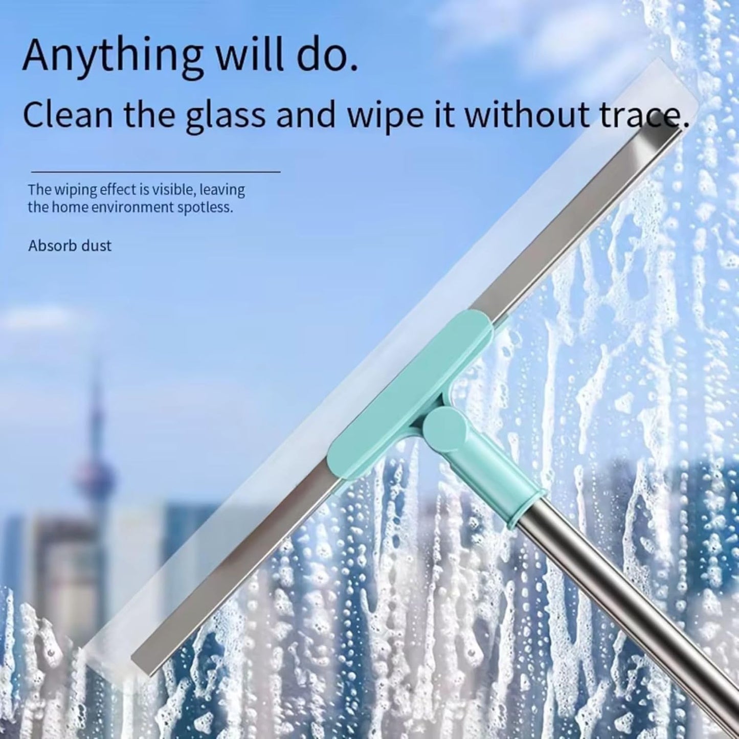 Magic Silicone Floor Wiper | 2-in-1 Floor & Window Cleaning Broom with Extendable Handle