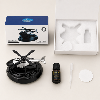 Solar Helicopter Car Air Freshener | Rotating Aroma Diffuser & Premium Car Perfume