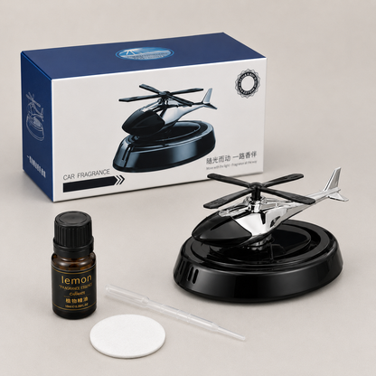 Solar Helicopter Car Air Freshener | Rotating Aroma Diffuser & Premium Car Perfume
