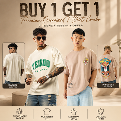 Men’s Premium Oversized T-Shirts Combo – Buy 1 Get 1