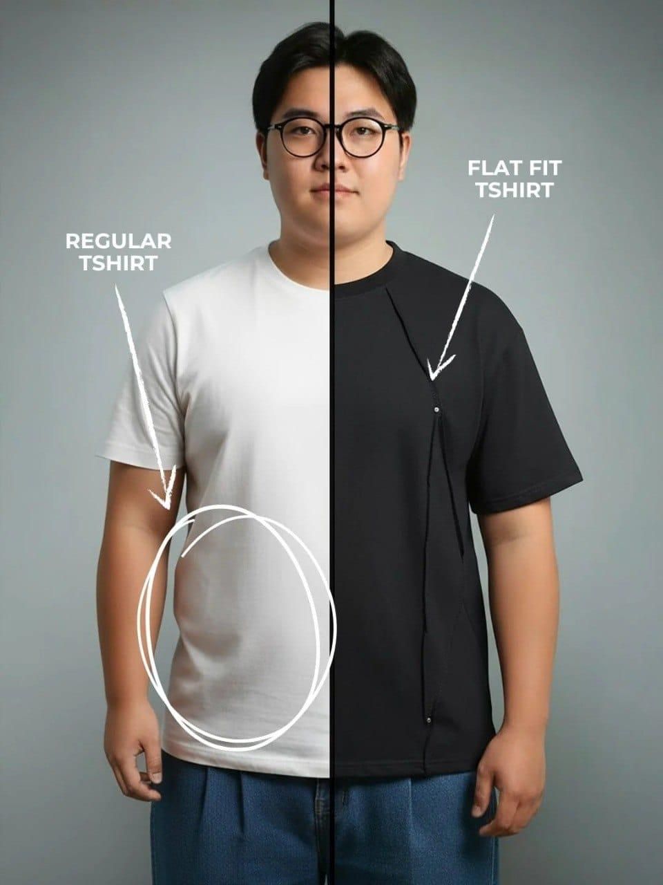 Black Faux Flat Look Cut & Sew T-shirt