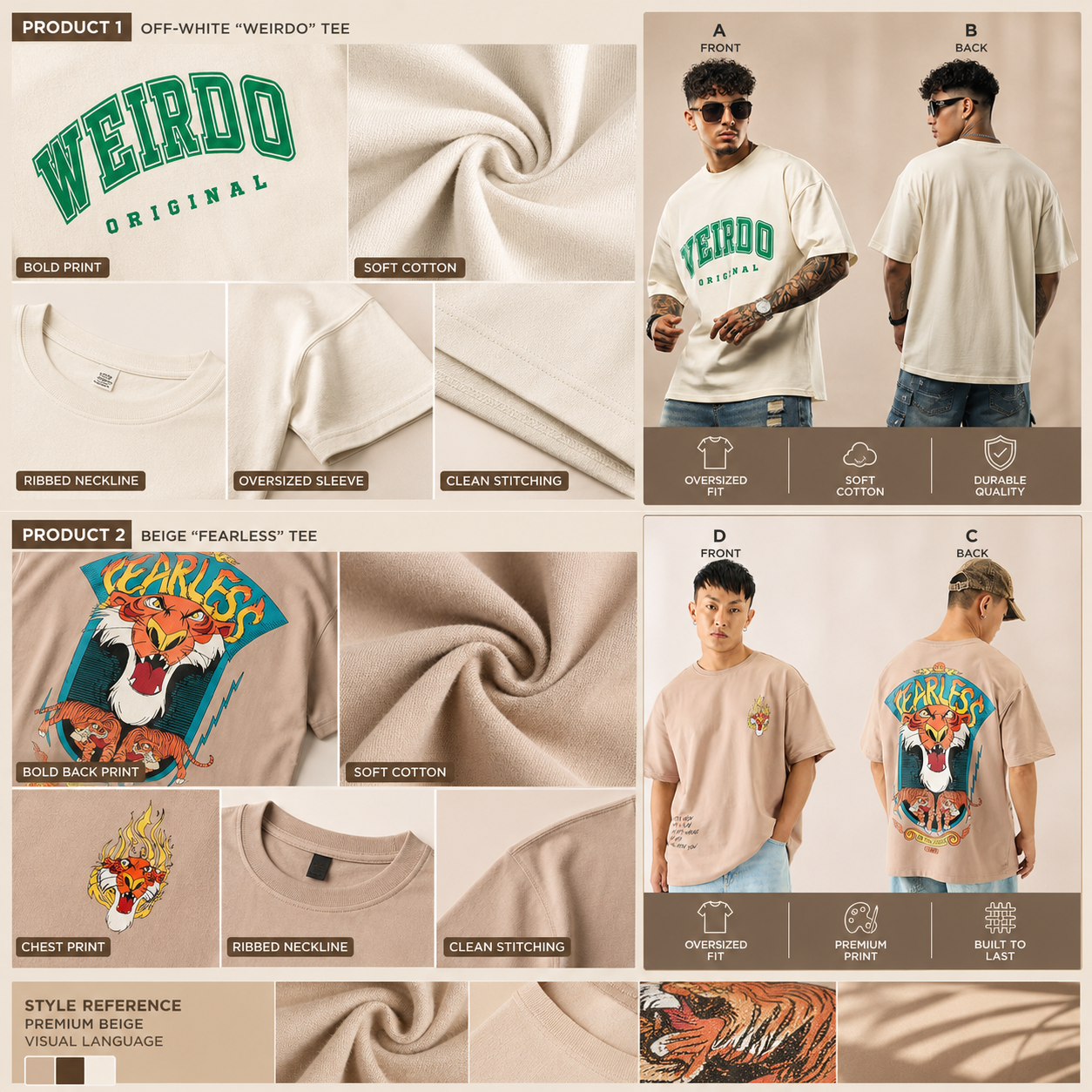 Men’s Premium Oversized T-Shirts Combo – Buy 1 Get 1
