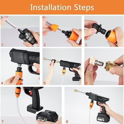 Podscentra Cordless High Pressure Washer Gun | Dual Battery Portable Car Washer with Foam Bottle & 6-in-1 Adjustable Spray Nozzle