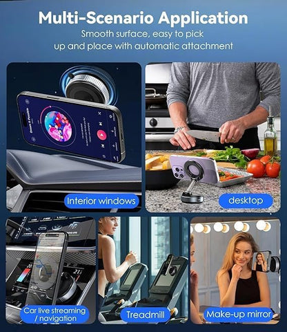 Premium Magnetic Car Phone Holder – 360° Foldable Dashboard & Windshield Mobile Mount with Strong Vacuum Suction