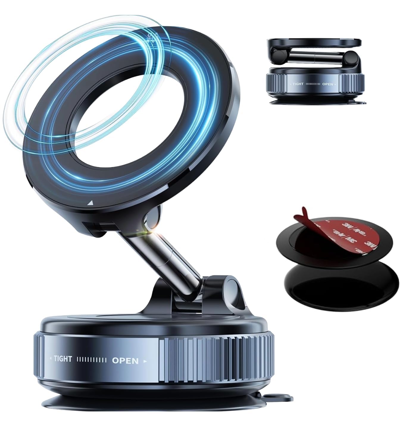 Premium Magnetic Car Phone Holder – 360° Foldable Dashboard & Windshield Mobile Mount with Strong Vacuum Suction