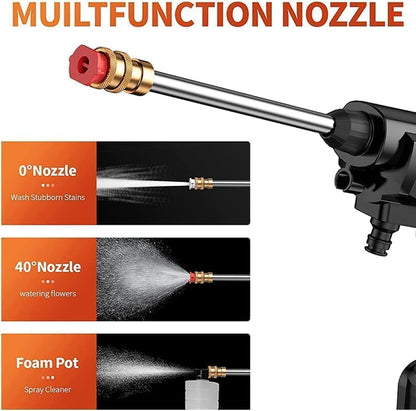 Podscentra Cordless High Pressure Washer Gun | Dual Battery Portable Car Washer with Foam Bottle & 6-in-1 Adjustable Spray Nozzle