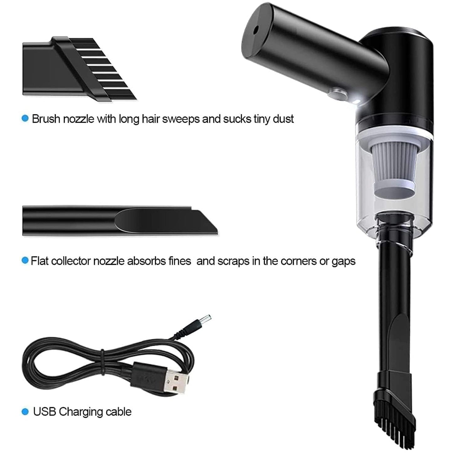 3-in-1 Portable Wireless Car Vacuum Cleaner | Rechargeable Handheld Mini Vacuum, Air Blower & Air Pump