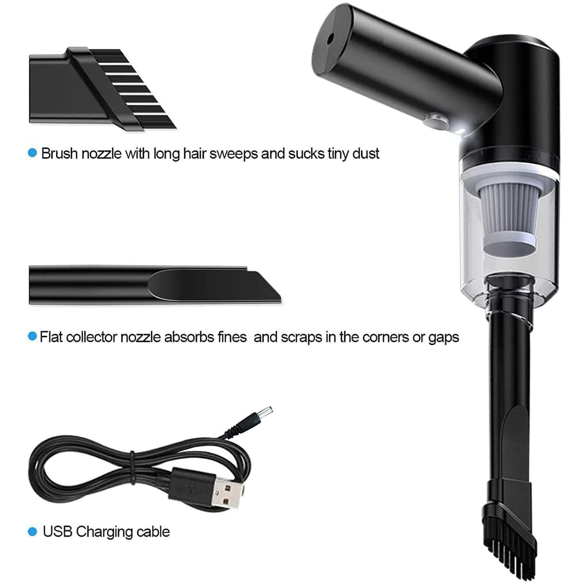 3-in-1 Portable Wireless Car Vacuum Cleaner | Rechargeable Handheld Mini Vacuum, Air Blower & Air Pump