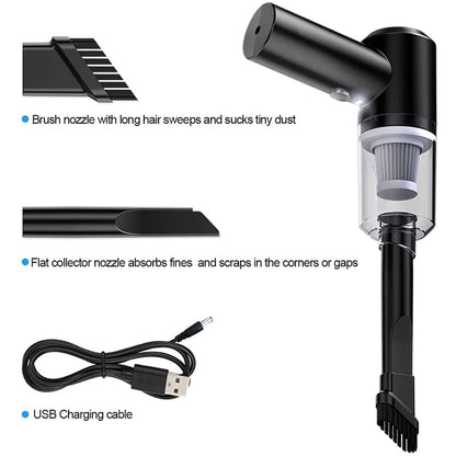 3-in-1 Portable Wireless Car Vacuum Cleaner | Rechargeable Handheld Mini Vacuum, Air Blower & Air Pump