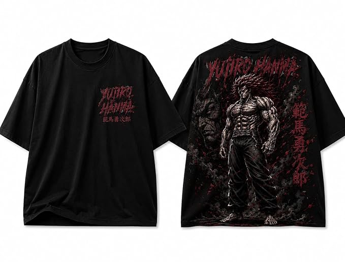 Shanks & Yujiro Hanma Oversized Anime T-Shirt Combo | Premium Cotton Drop Shoulder (Pack of 2)