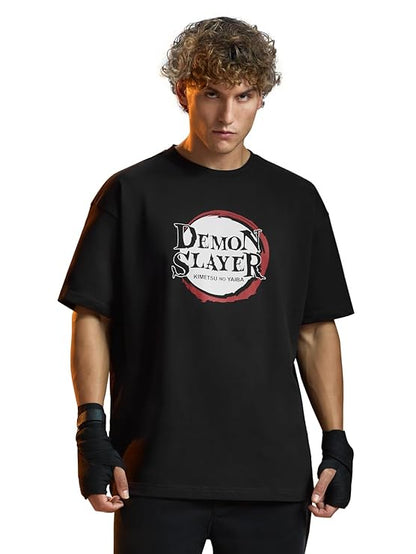 Demon Slayer & Naruto Shippuden Oversized Anime T-Shirt Combo | Premium Cotton Drop Shoulder (Pack of 2)