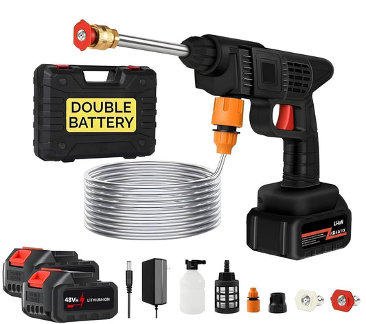 Podscentra Cordless High Pressure Washer Gun | Dual Battery Portable Car Washer with Foam Bottle & 6-in-1 Adjustable Spray Nozzle