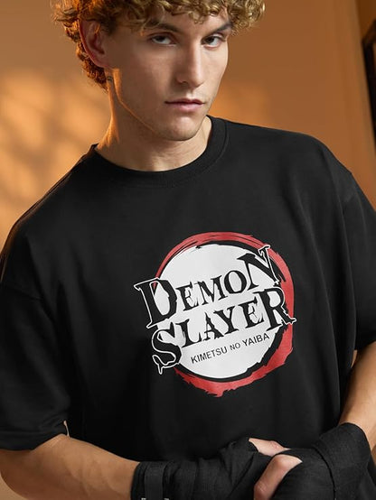 Demon Slayer & Naruto Shippuden Oversized Anime T-Shirt Combo | Premium Cotton Drop Shoulder (Pack of 2)