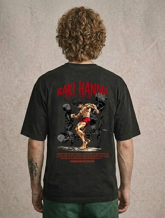 Baki Hanma & Kyojuro Rengoku Oversized Anime T-Shirt Combo | Premium Cotton Drop Shoulder (Pack of 2)