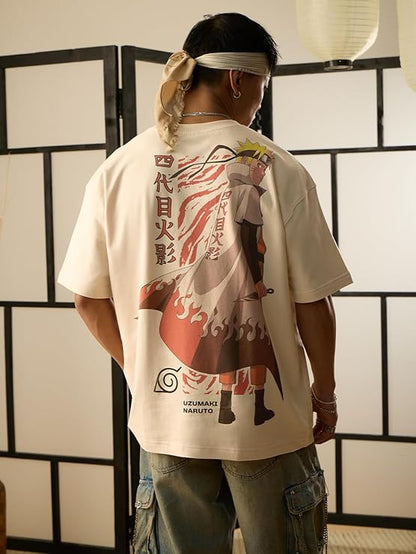 Demon Slayer & Naruto Shippuden Oversized Anime T-Shirt Combo | Premium Cotton Drop Shoulder (Pack of 2)