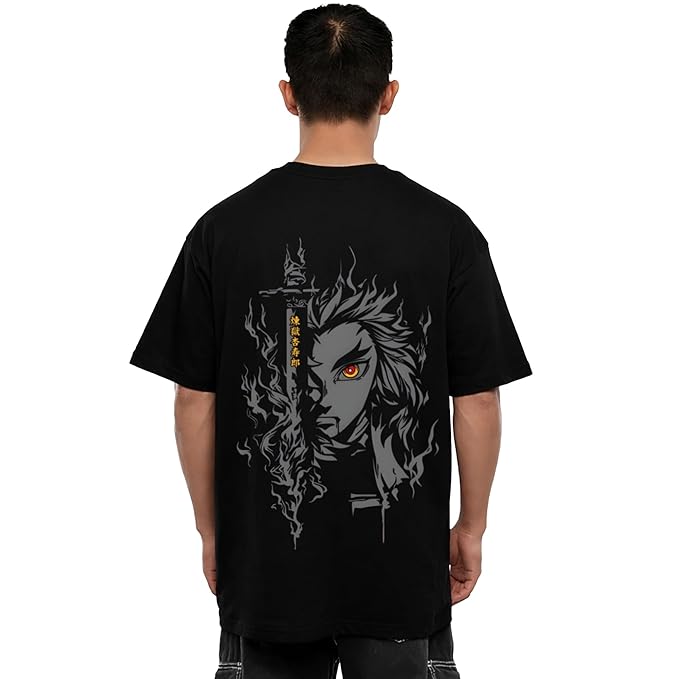 Baki Hanma & Kyojuro Rengoku Oversized Anime T-Shirt Combo | Premium Cotton Drop Shoulder (Pack of 2)