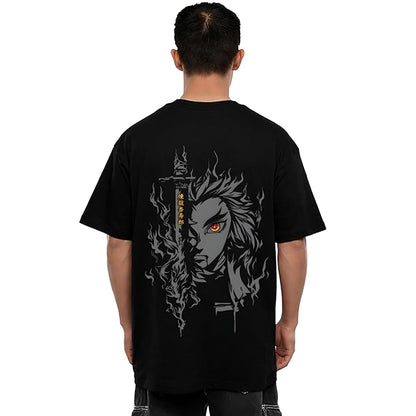 Baki Hanma & Kyojuro Rengoku Oversized Anime T-Shirt Combo | Premium Cotton Drop Shoulder (Pack of 2)