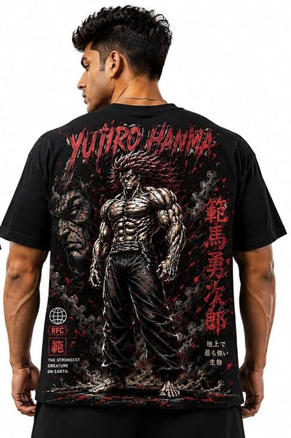 Shanks & Yujiro Hanma Oversized Anime T-Shirt Combo | Premium Cotton Drop Shoulder (Pack of 2)