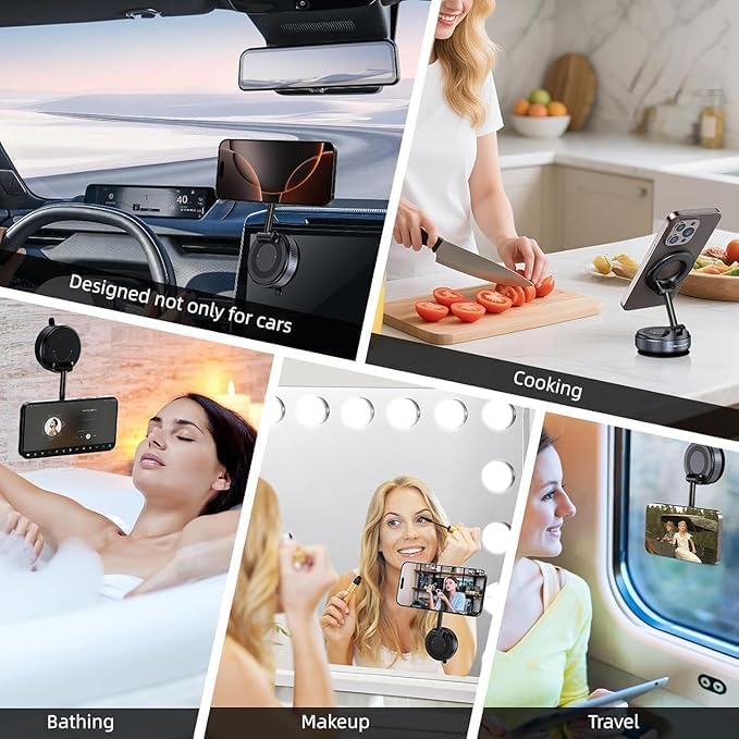 Premium Magnetic Car Phone Holder – 360° Foldable Dashboard & Windshield Mobile Mount with Strong Vacuum Suction