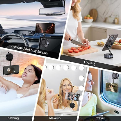 Premium Magnetic Car Phone Holder – 360° Foldable Dashboard & Windshield Mobile Mount with Strong Vacuum Suction