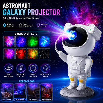 Astronaut Galaxy Star Projector Night Light | 360° Adjustable Nebula & Star Projector with Remote Control