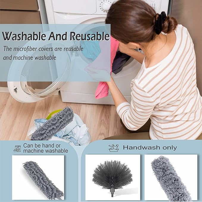 Premium Microfiber Extendable Duster | Adjustable Long Handle for Ceiling, Fan & Furniture Cleaning