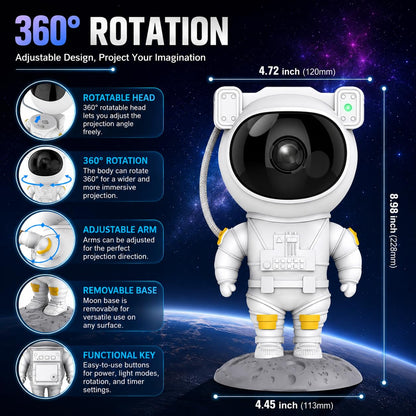 Astronaut Galaxy Star Projector Night Light | 360° Adjustable Nebula & Star Projector with Remote Control