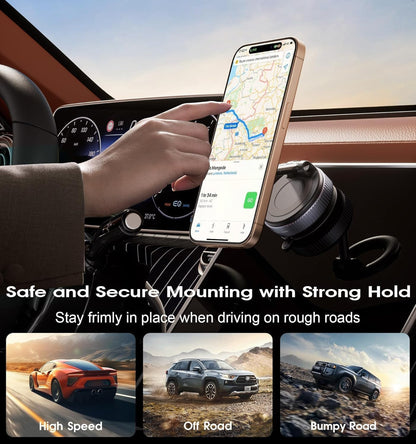 Premium Magnetic Car Phone Holder – 360° Foldable Dashboard & Windshield Mobile Mount with Strong Vacuum Suction