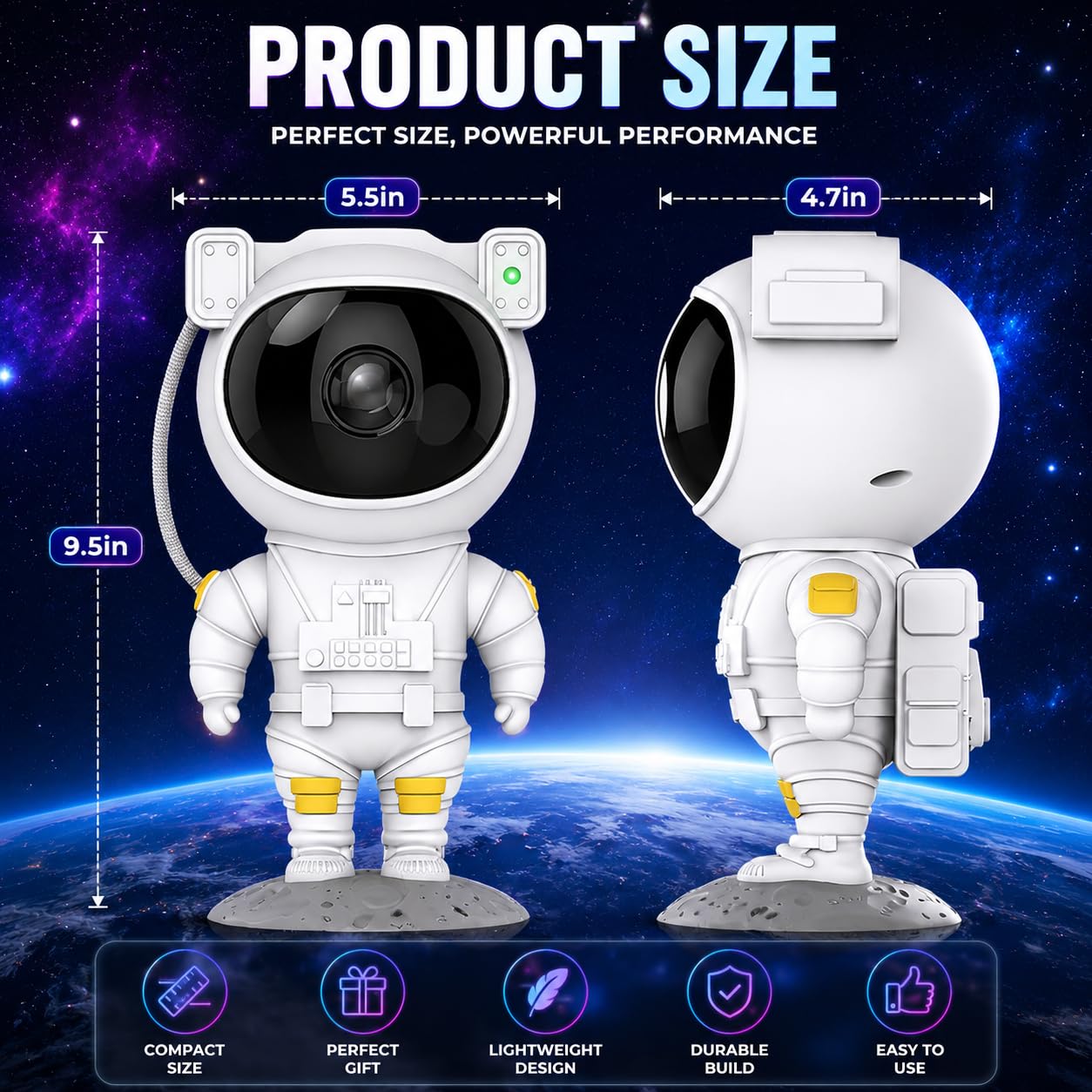 Astronaut Galaxy Star Projector Night Light | 360° Adjustable Nebula & Star Projector with Remote Control