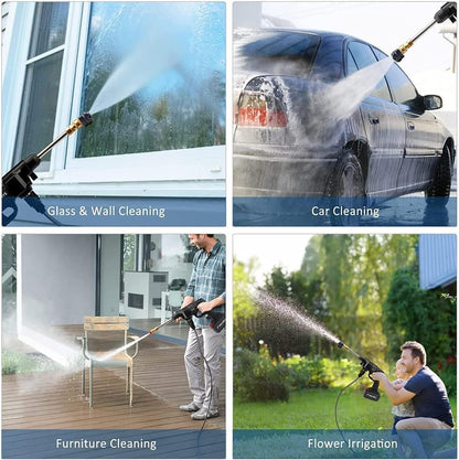 Podscentra Cordless High Pressure Washer Gun | Dual Battery Portable Car Washer with Foam Bottle & 6-in-1 Adjustable Spray Nozzle