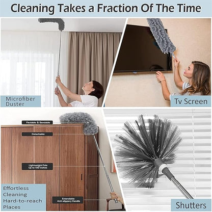 Premium Microfiber Extendable Duster | Adjustable Long Handle for Ceiling, Fan & Furniture Cleaning