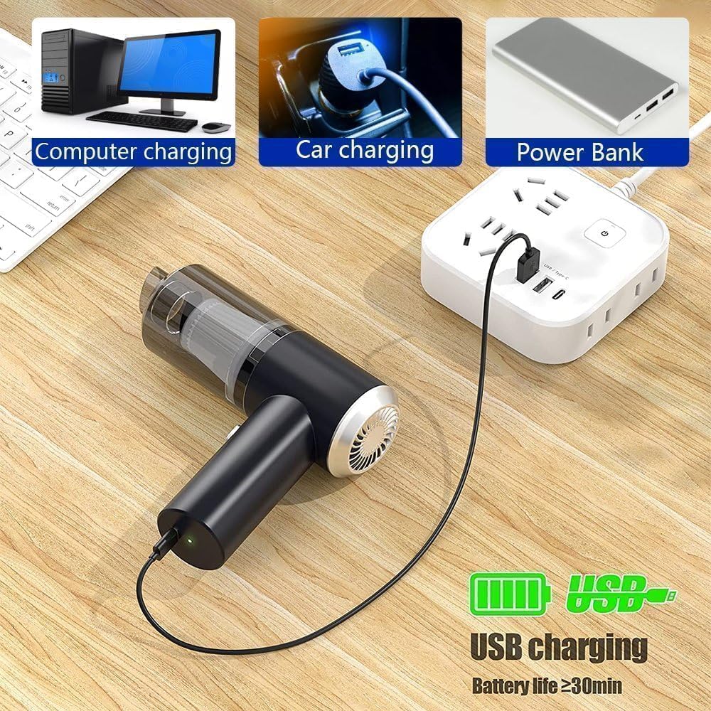 3-in-1 Portable Wireless Car Vacuum Cleaner | Rechargeable Handheld Mini Vacuum, Air Blower & Air Pump
