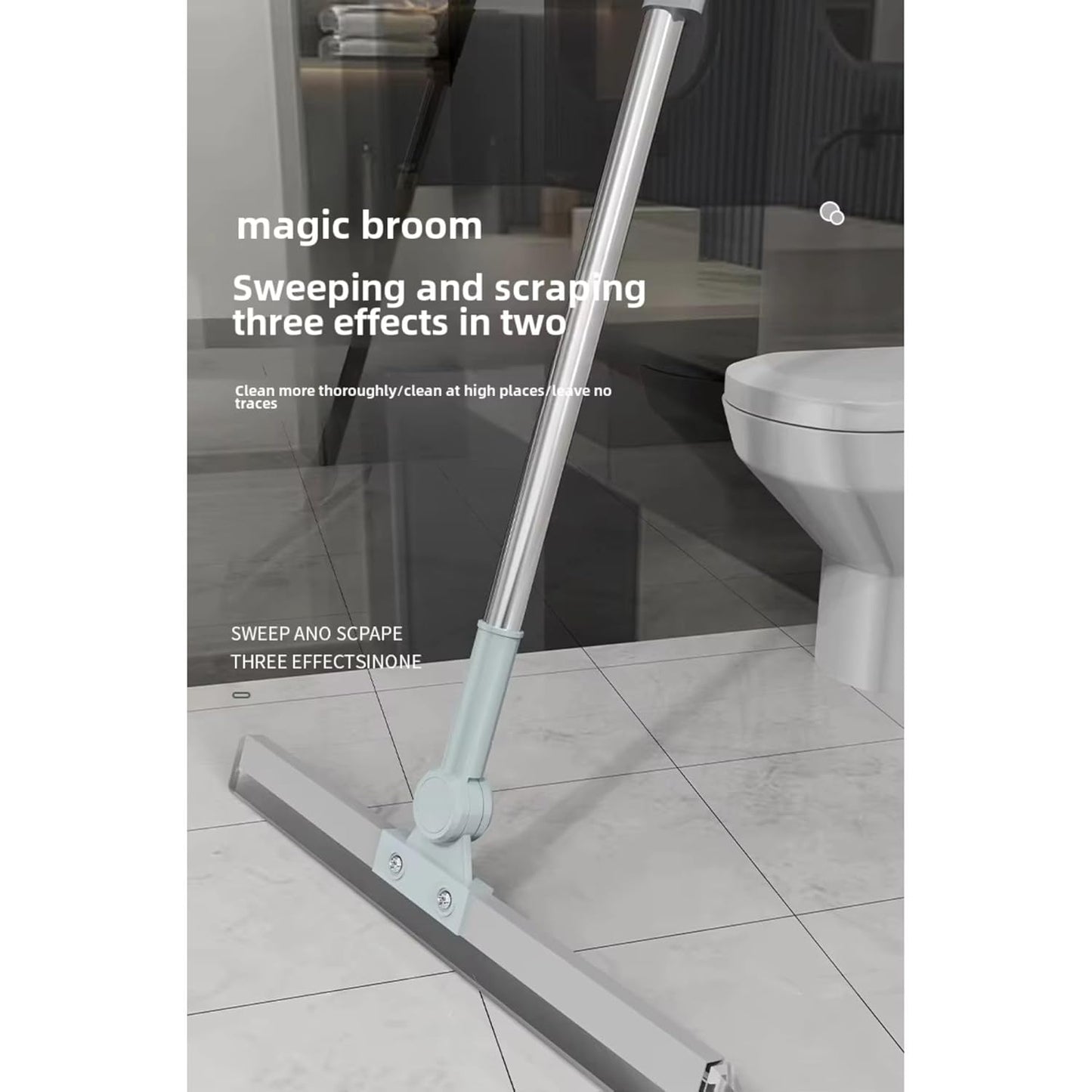 Magic Silicone Floor Wiper | 2-in-1 Floor & Window Cleaning Broom with Extendable Handle