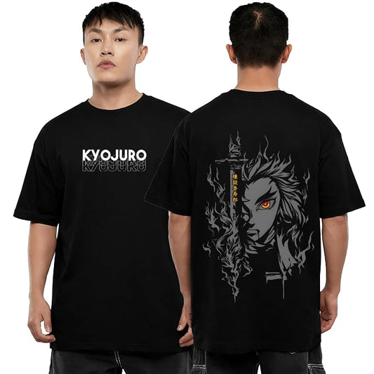 Baki Hanma & Kyojuro Rengoku Oversized Anime T-Shirt Combo | Premium Cotton Drop Shoulder (Pack of 2)