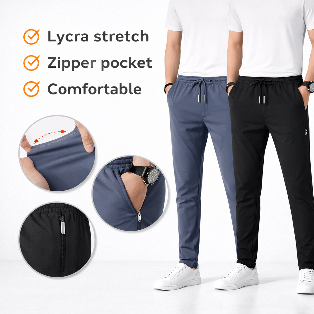 Men’s NS Lycra Track Pants Combo (Pack of 2) – Stretchable Slim Fit Gym & Casual Wear