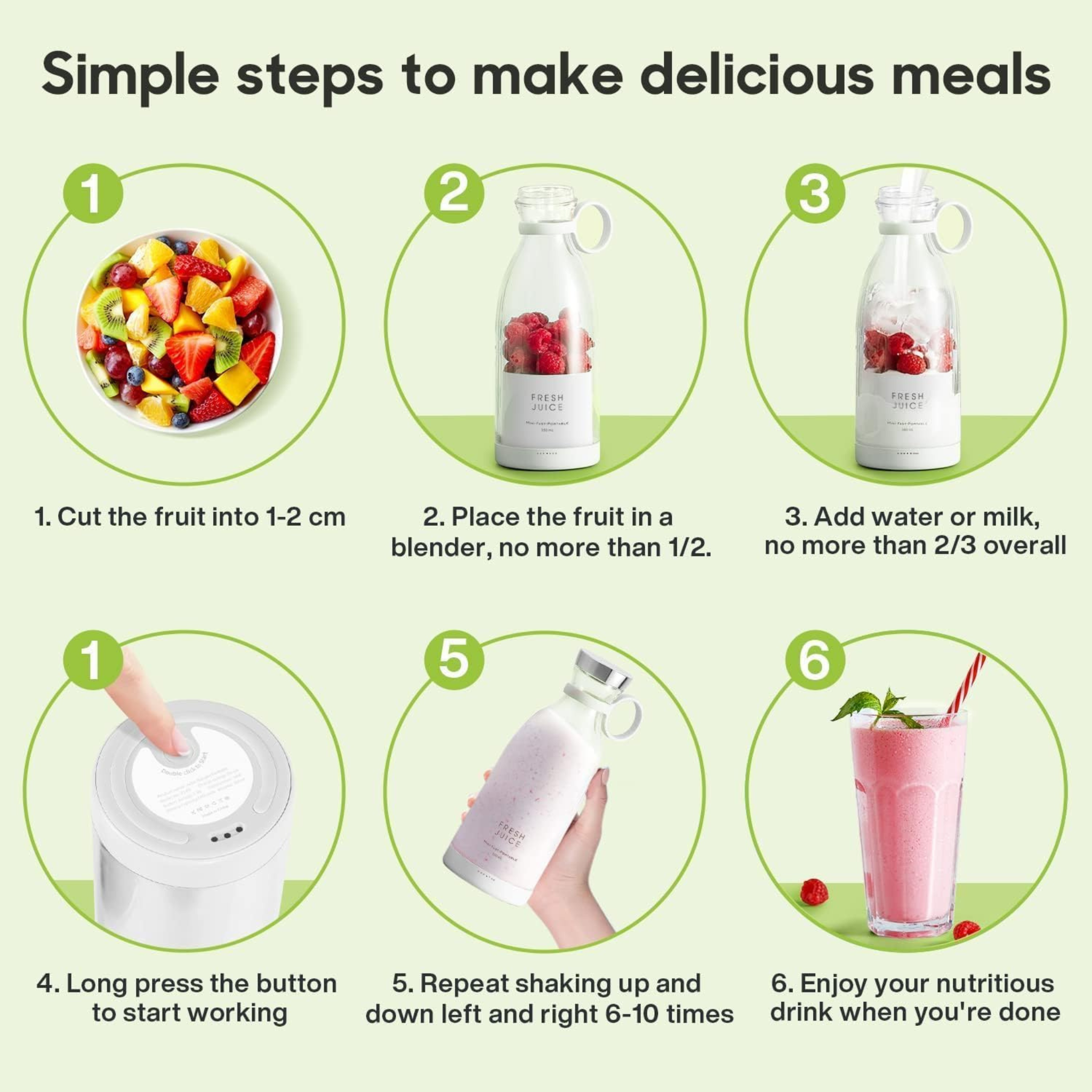 Portable Blender Juicer 400ml – USB Rechargeable Smoothie Mixer