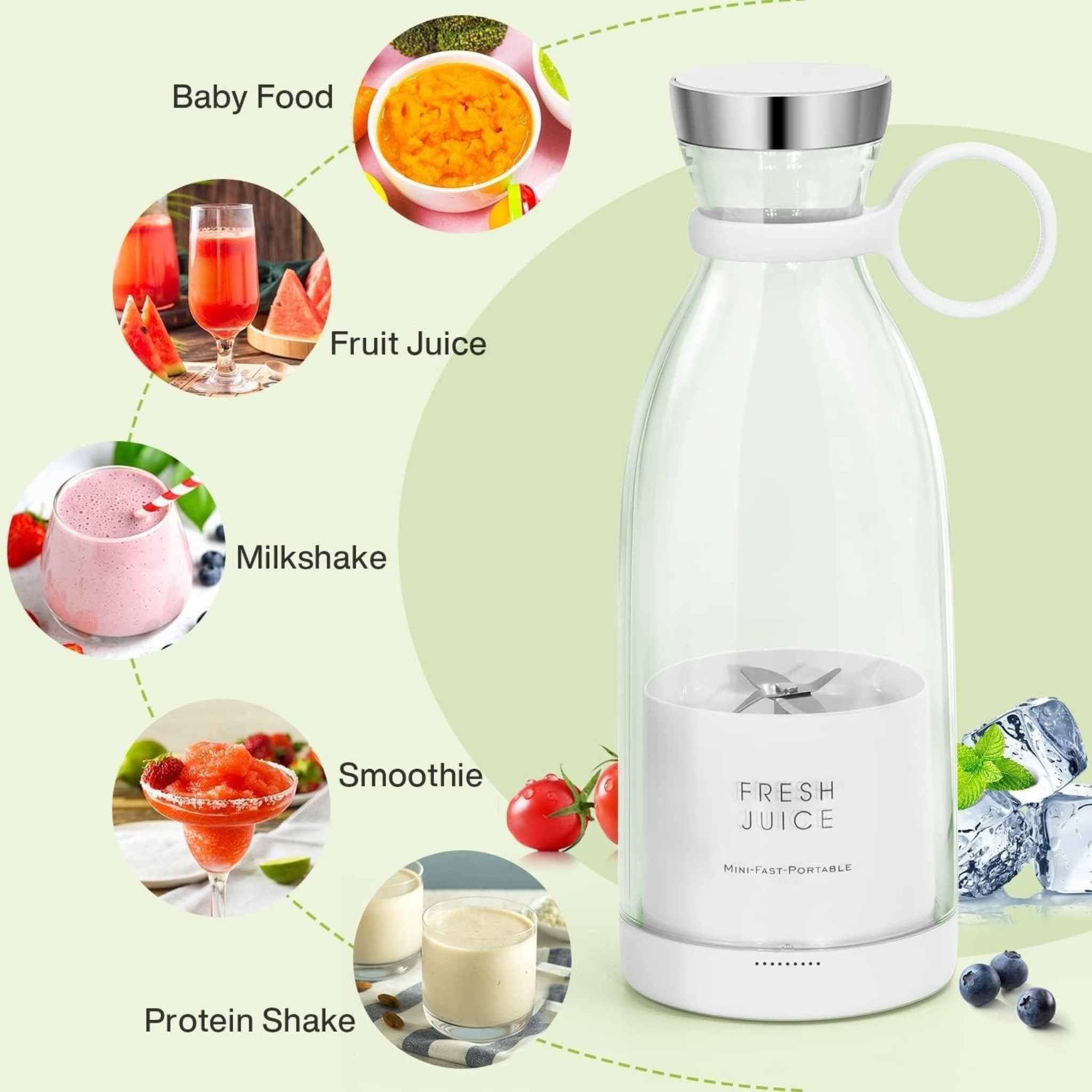 Portable Blender Juicer 400ml – USB Rechargeable Smoothie Mixer
