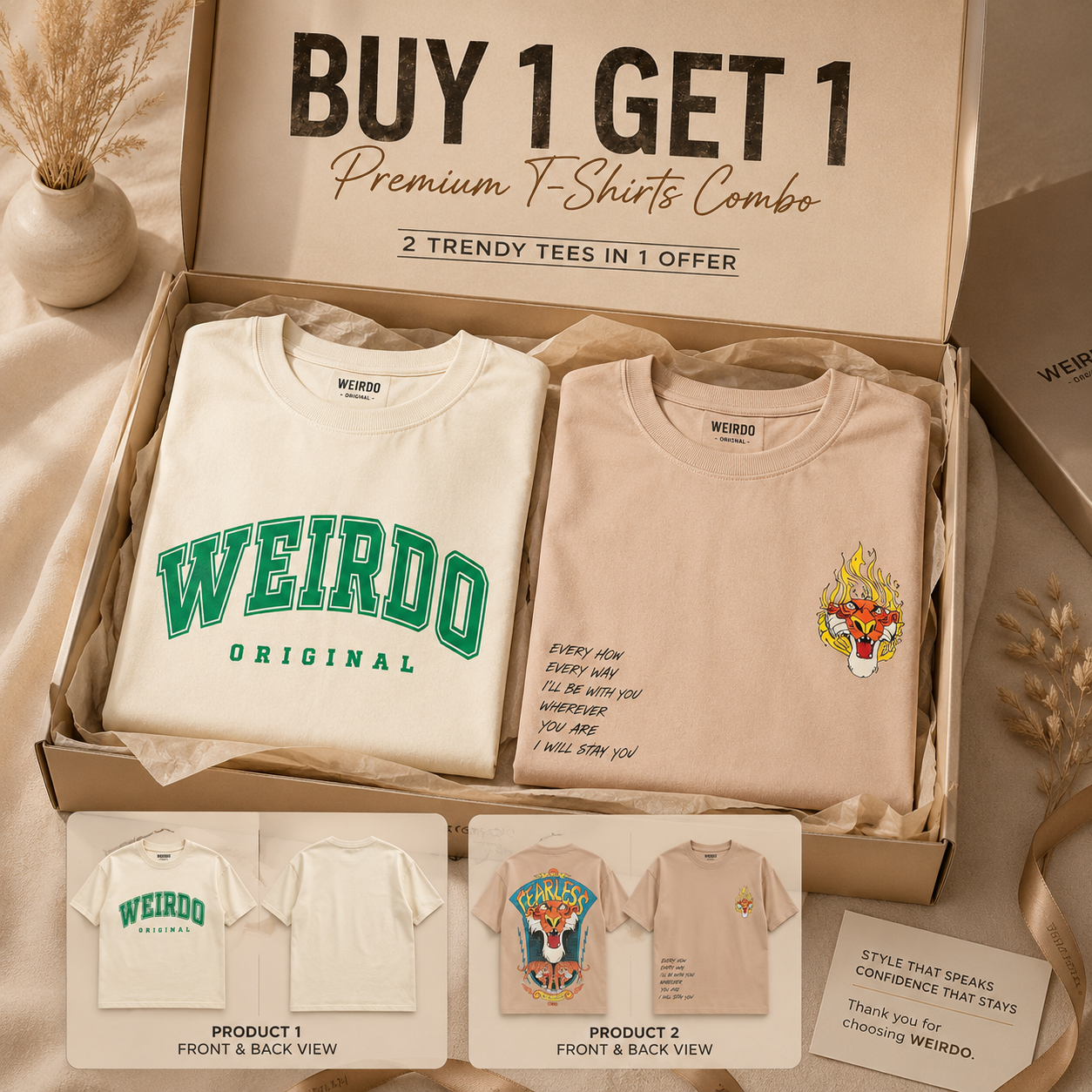 Men’s Premium Oversized T-Shirts Combo – Buy 1 Get 1